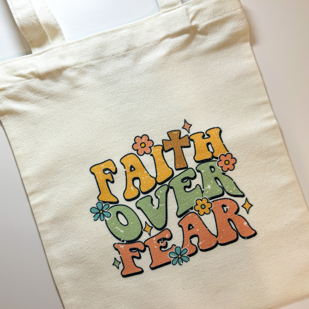 Faith Over Fear Modern Christian Tote Bag, Zazzle
